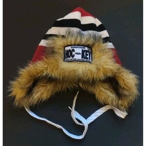 gongshow Bench Warmer Red Black White Embroidery Logo Faux Fur hockey hat OS